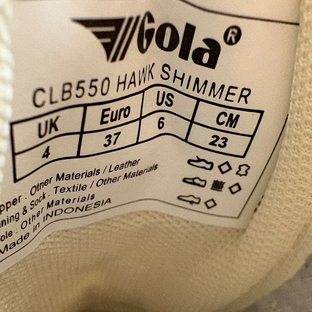 Anthropology Gola Hawk Shimmer Sneakers Silver Gold Leather Suede Lace Up Size 6 - Picture 8 of 9